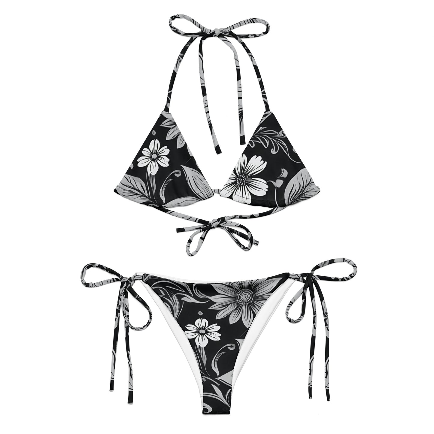 Black and White Floral Bikini