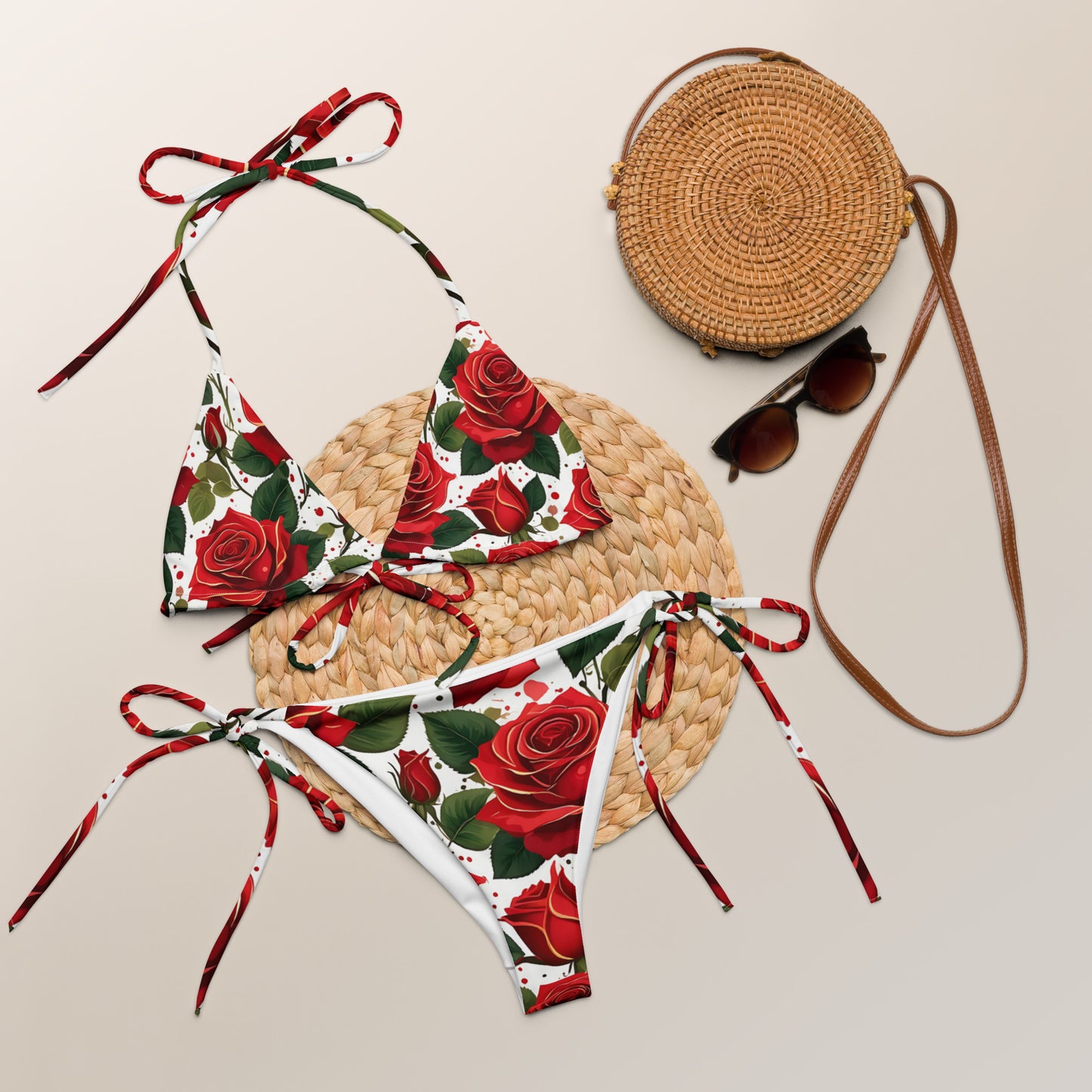 Red Roses Floral Bikini