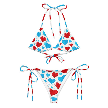 Red and Blue Hearts Cute Bikini