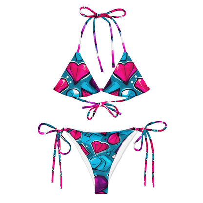 Colorful Diamond Hearts Bikini