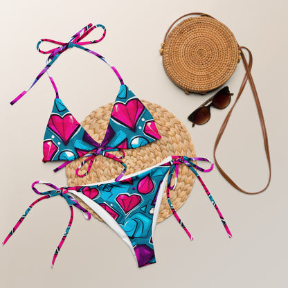 Colorful Diamond Hearts Bikini