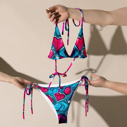 Colorful Diamond Hearts Bikini