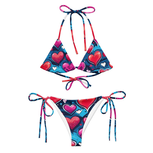 Hearts on Dark Bikini