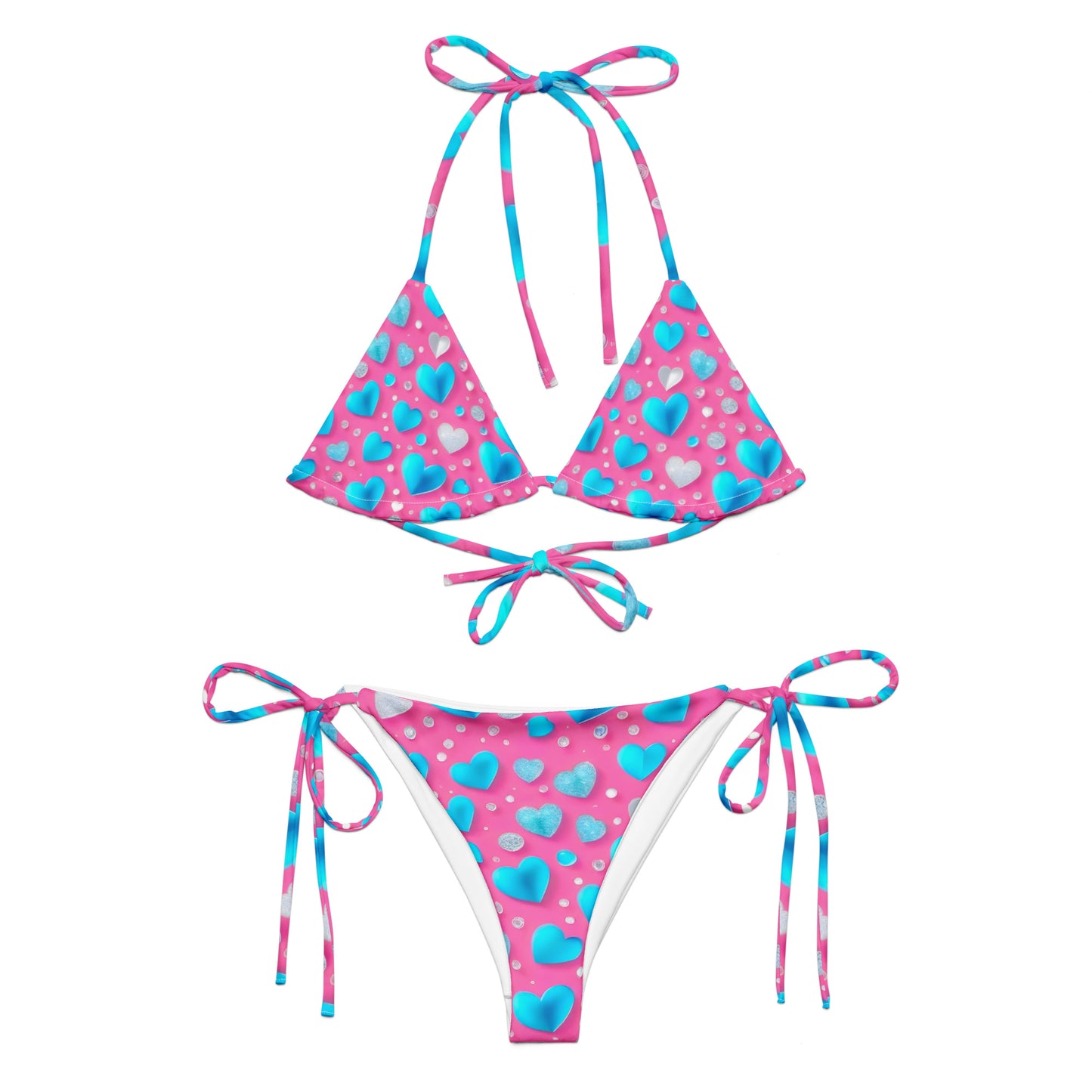 Cute Blue Hearts on Pink Bikini