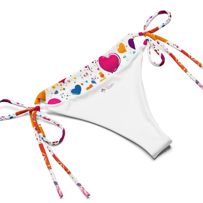 Colorful Hearts on White Bikini