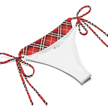 Red Plaid with White Stripes Bikini