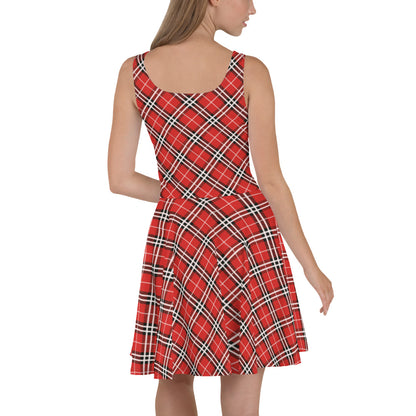 Red Plaid with White Stripes Dress