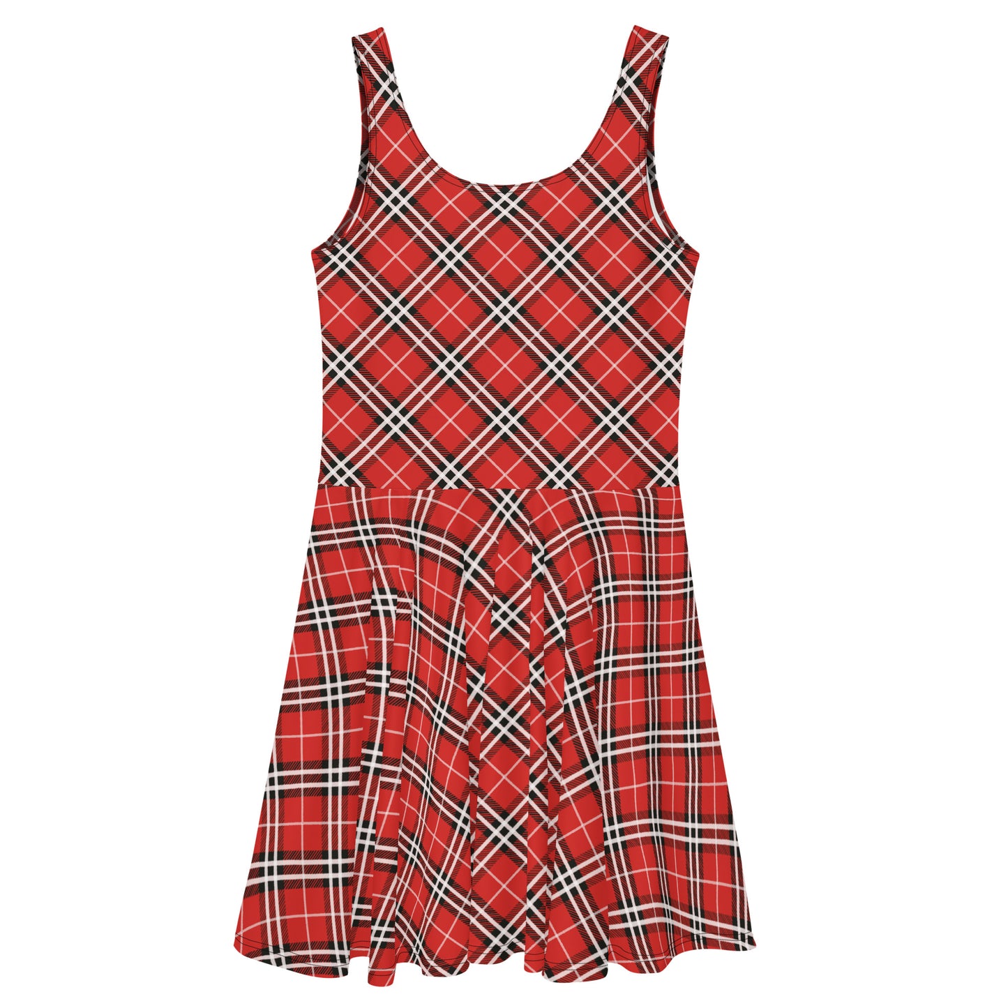 Red Plaid with White Stripes Dress