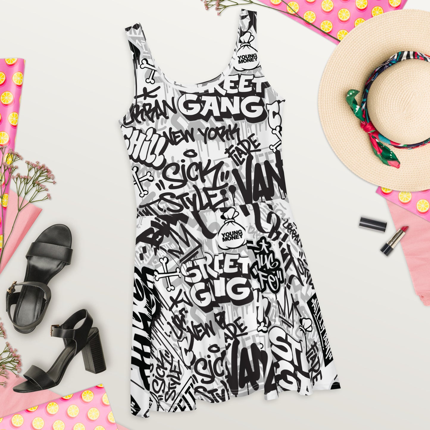 Black and White Graffiti Art Dress