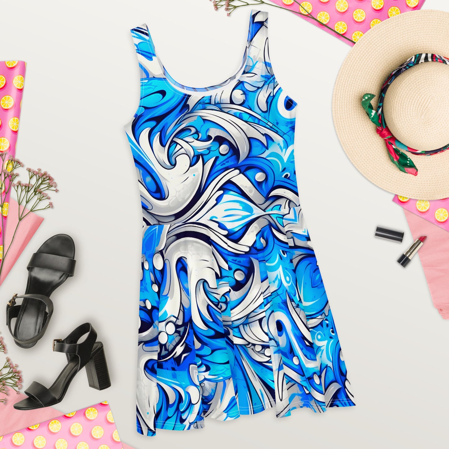 Blue Graffiti Art Dress