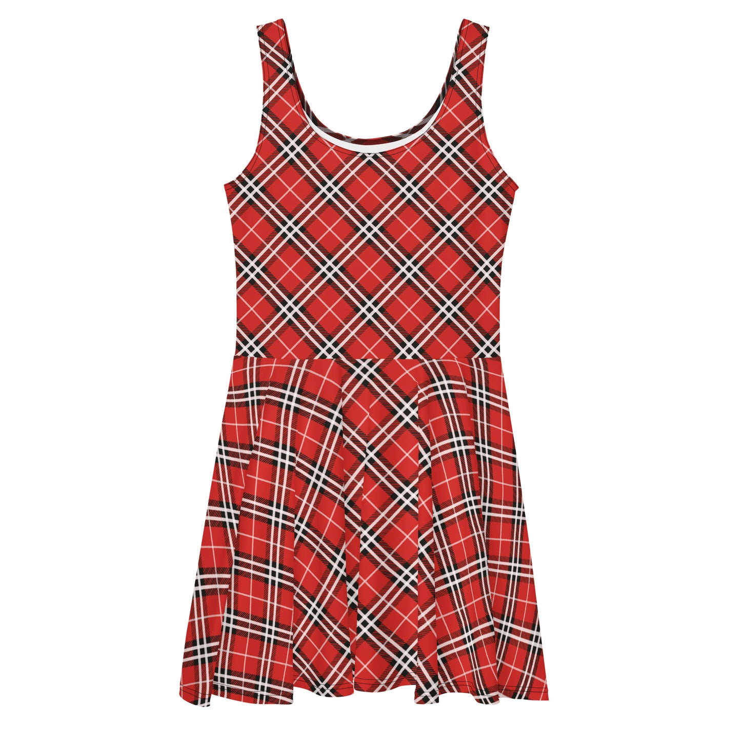 Red Plaid with White Stripes Dress