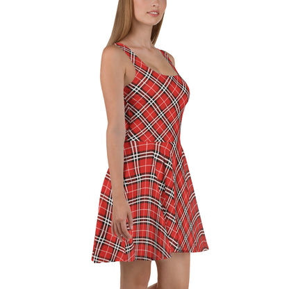 Red Plaid with White Stripes Dress