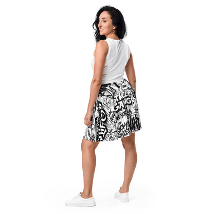 Black and White Graffiti Art Skirt