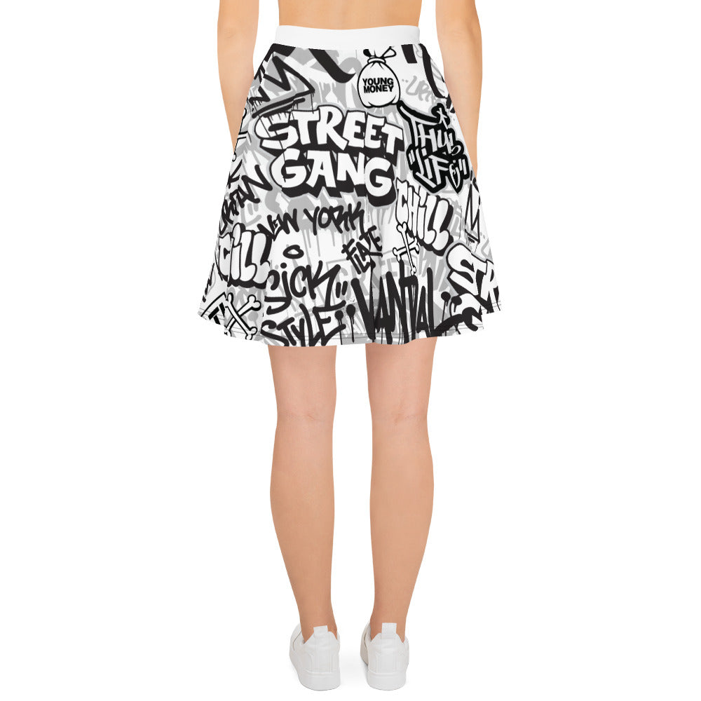 Black and White Graffiti Art Skirt