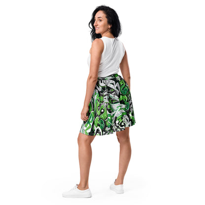 Green Graffiti Art Skirt