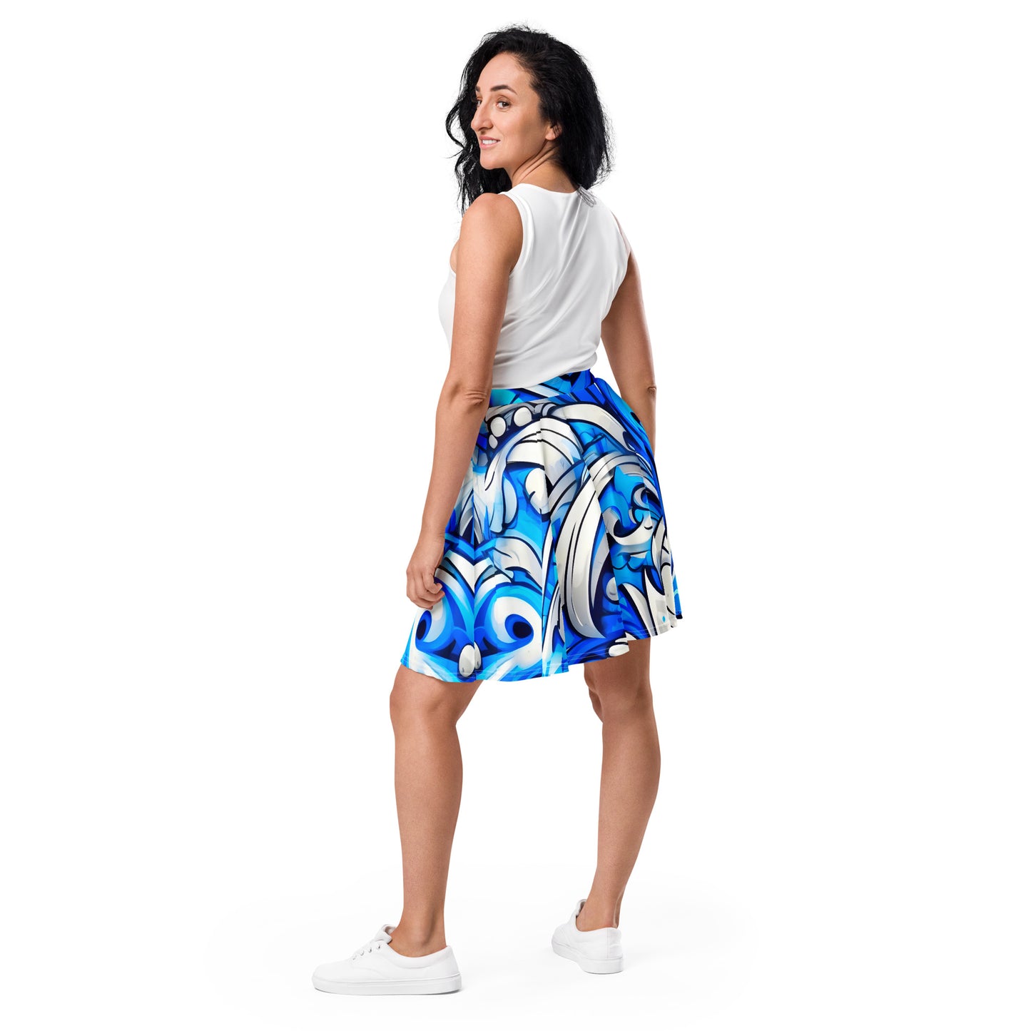 Blue Graffiti Art Skirt