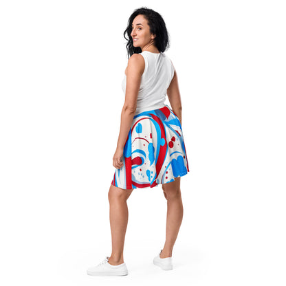 Cute Red and Blue Graffiti Skirt