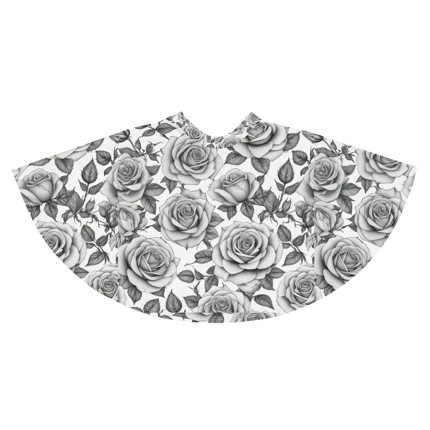 Black and White Roses Tattoo Style Skirt