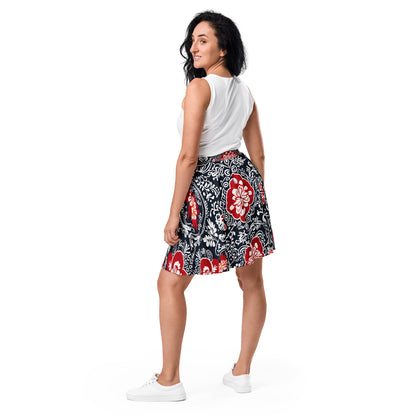 White and Black Floral Skirt