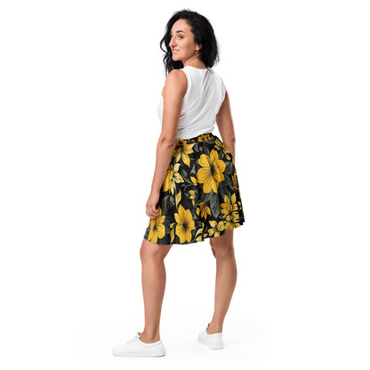 Black and Yellow Floral Skirt