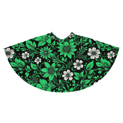 Green on Black Floral Skirt