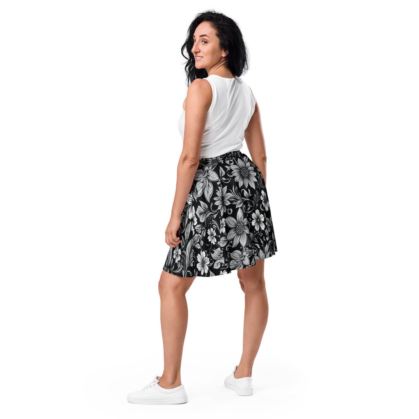 Black and White Floral Skirt