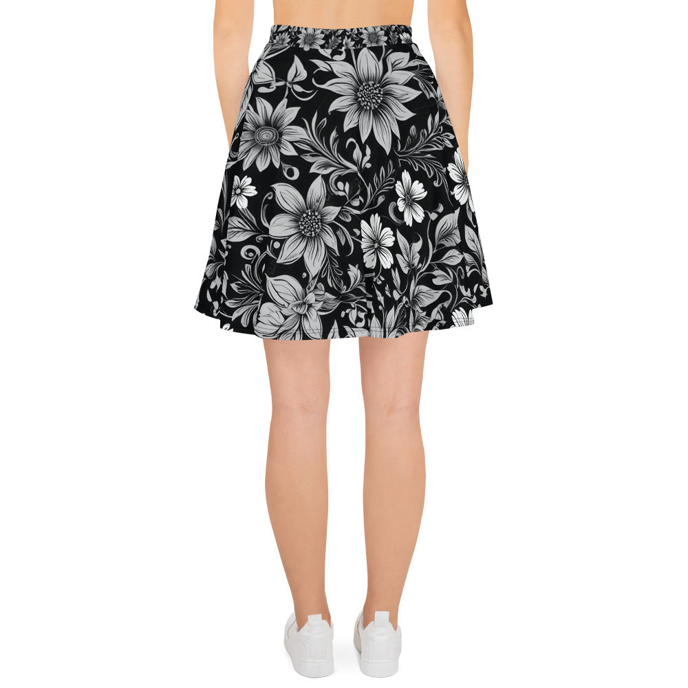 Black and White Floral Skirt