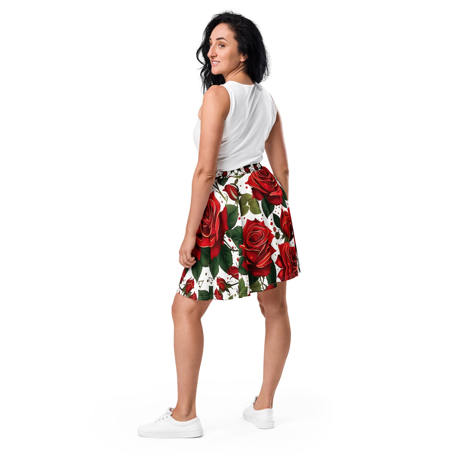 Red Roses Floral Skirt