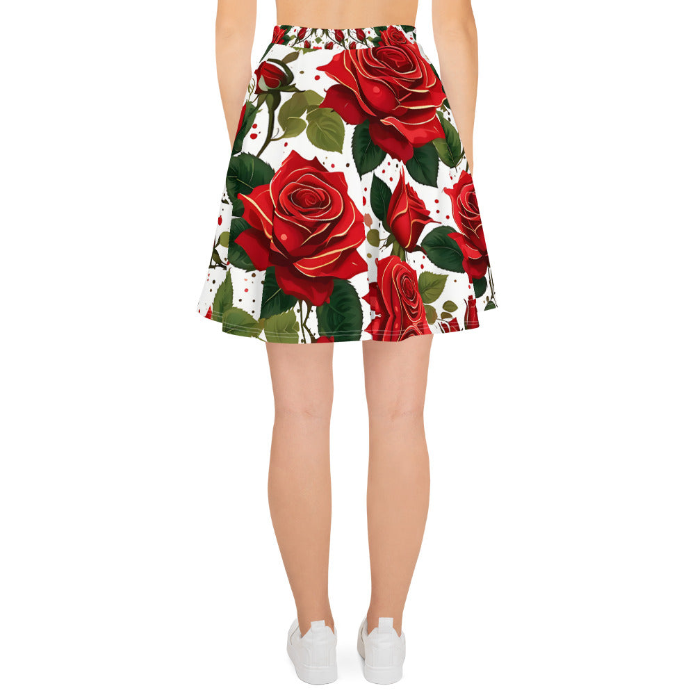 Red Roses Floral Skirt