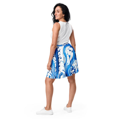 Blue Paint Splash Art Skirt