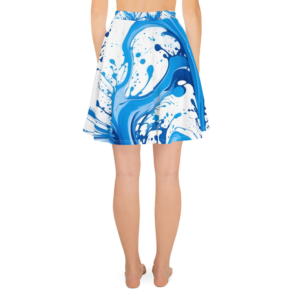 Blue Paint Splash Art Skirt