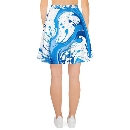 Blue Paint Splash Art Skirt