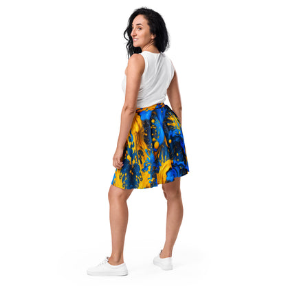 Blue and Yellow Splash Art Skirt