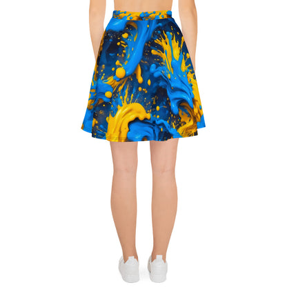 Blue and Yellow Splash Art Skirt