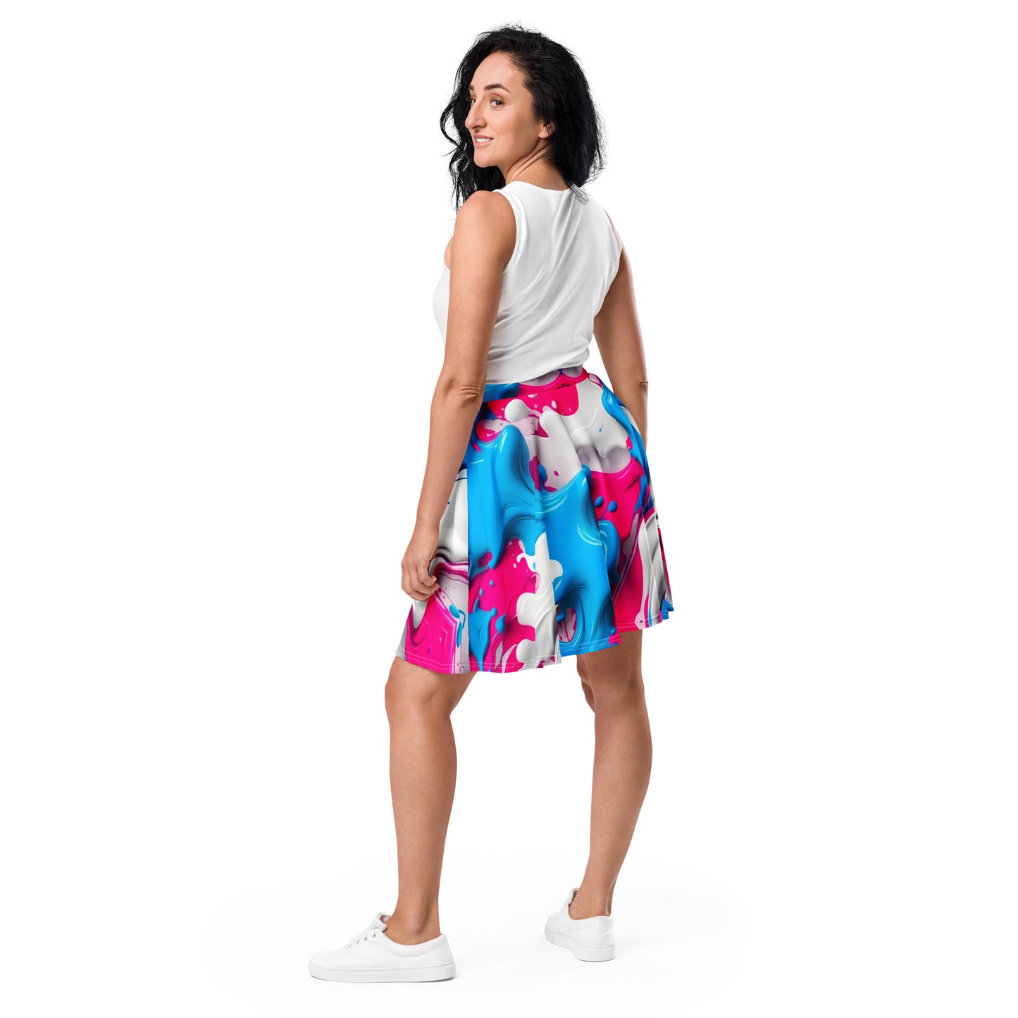 Blue and Pink Splash Art Skirt