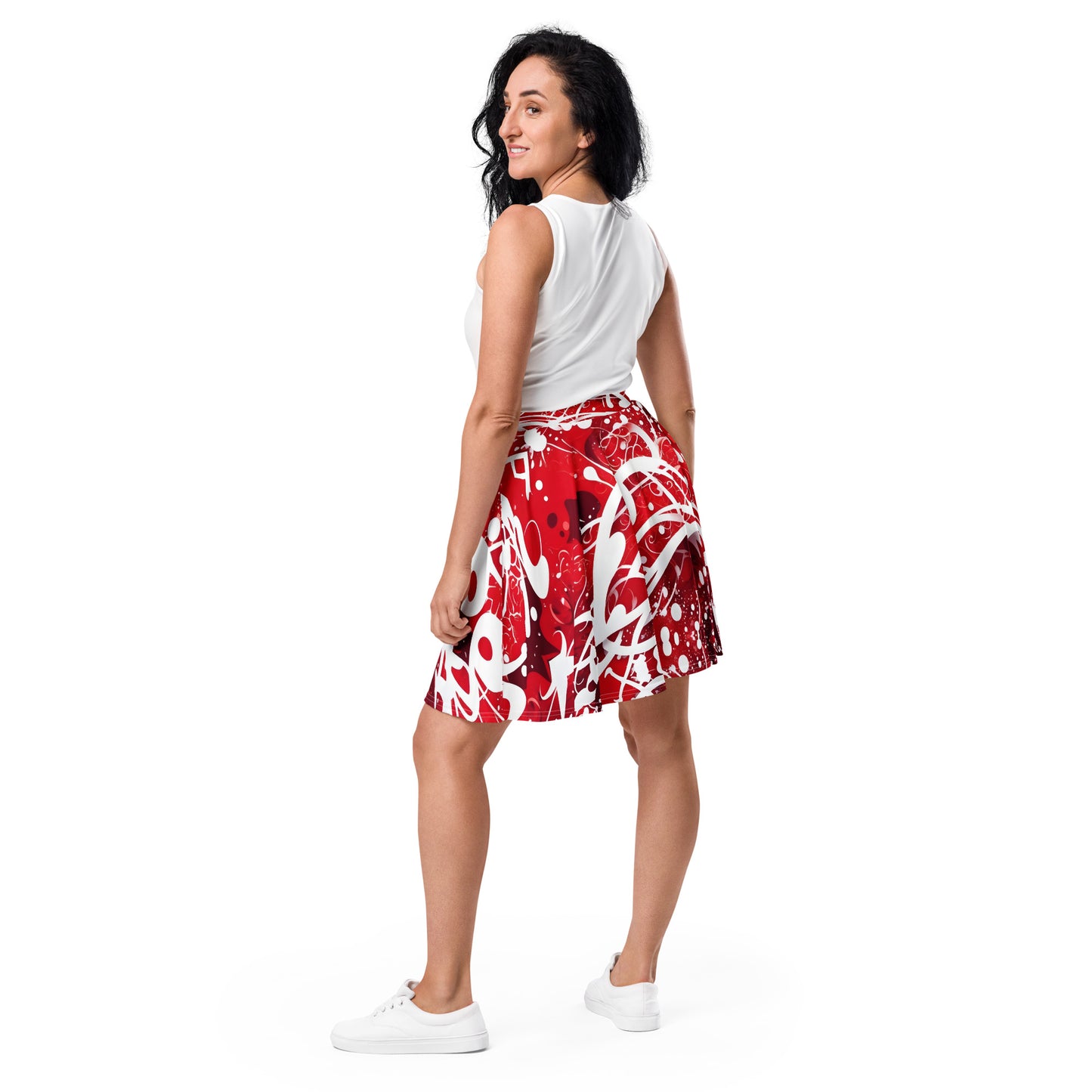 Red and White Splash Art Skirt