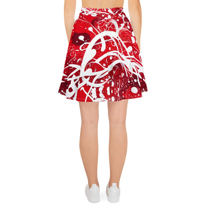 Red and White Splash Art Skirt