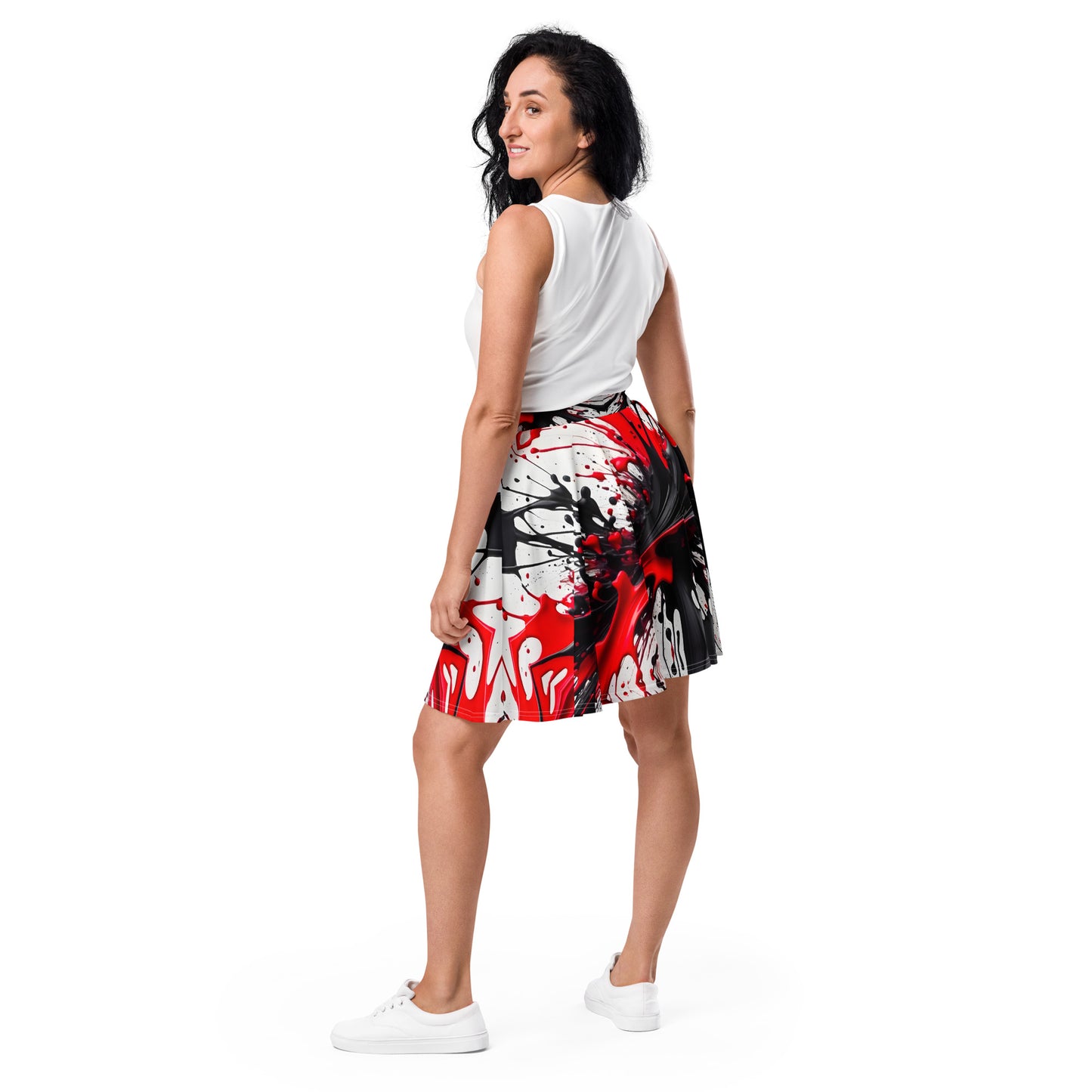 Red and Black Splash Art Skirt