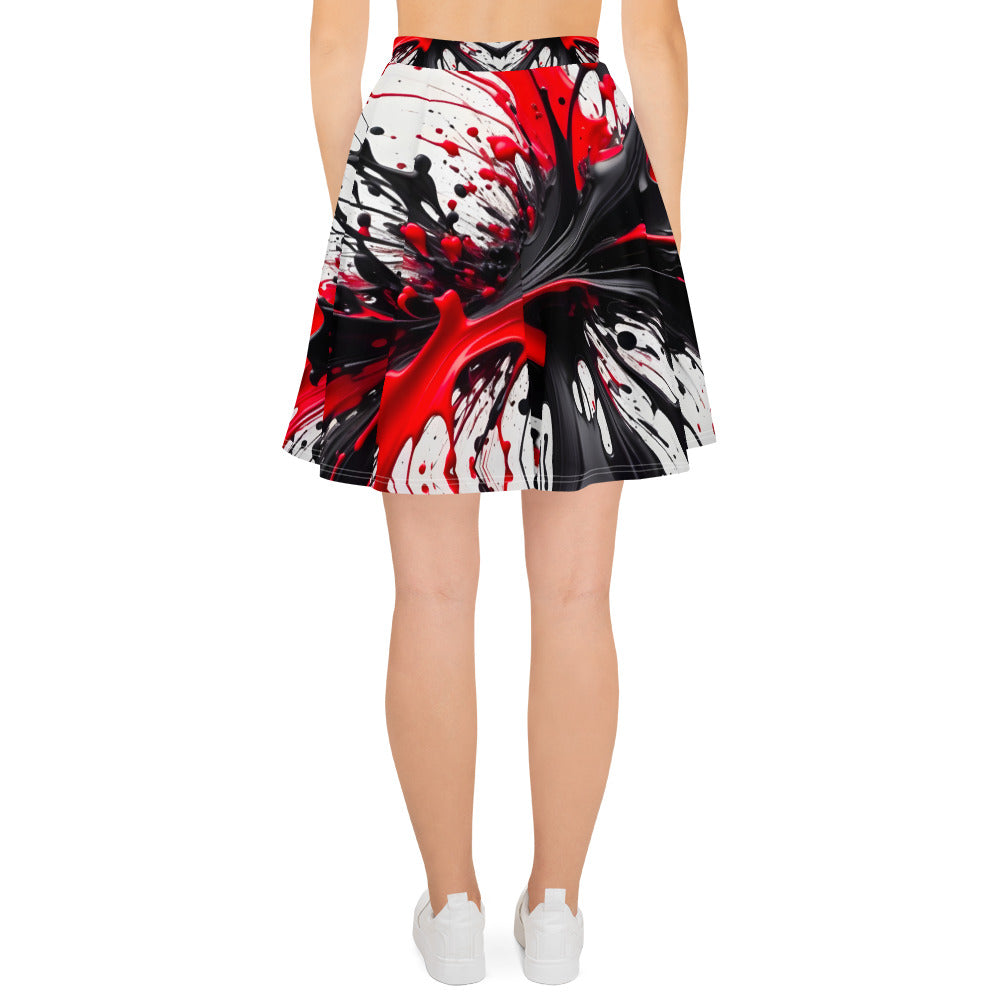 Red and Black Splash Art Skirt