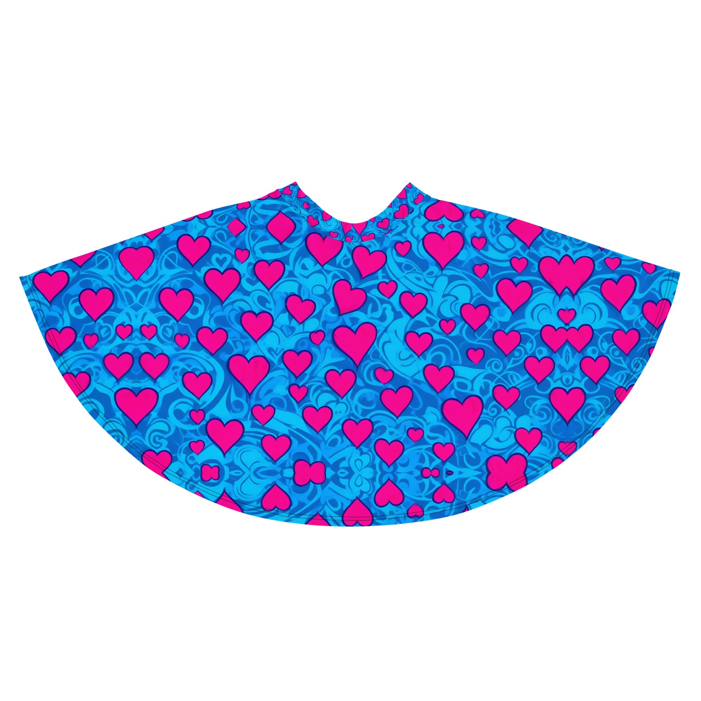 Pink Hearts on Blue Skirt