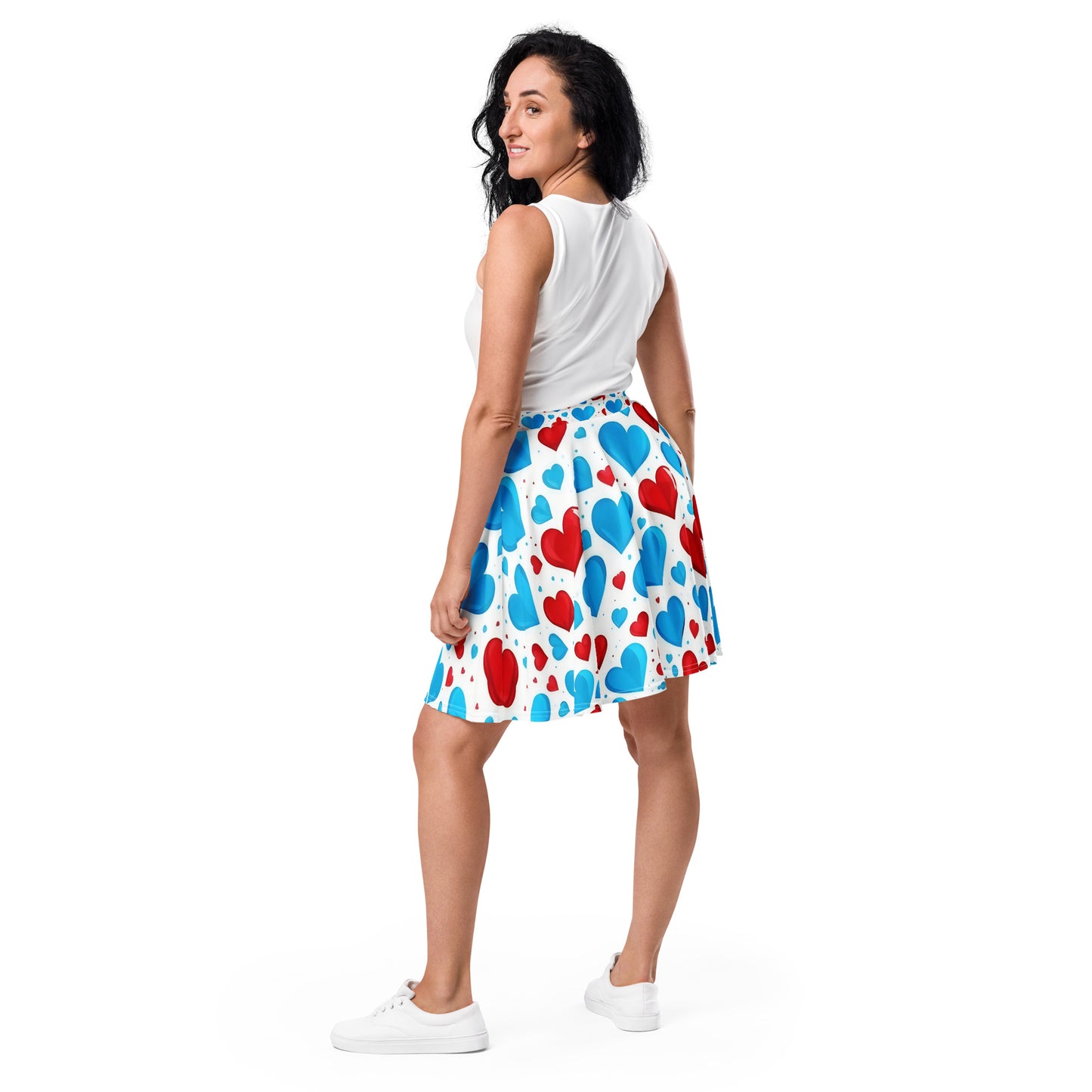 Red and Blue Hearts Cute Skirt