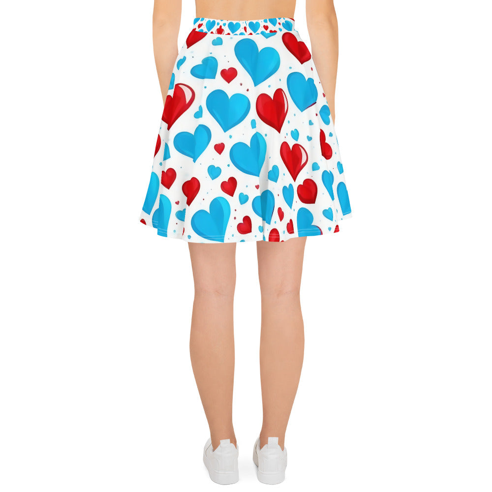 Red and Blue Hearts Cute Skirt