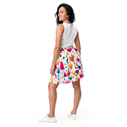 Colorful Hearts on White Skirt