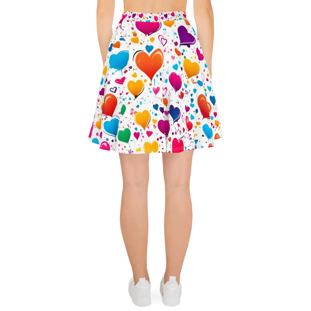 Colorful Hearts on White Skirt