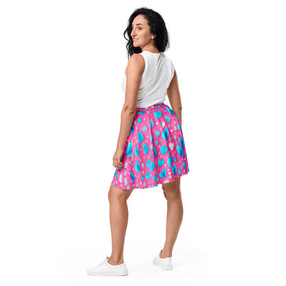 Cute Blue Hearts on Pink Skirt