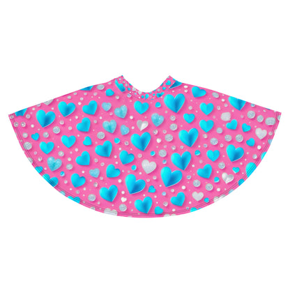 Cute Blue Hearts on Pink Skirt