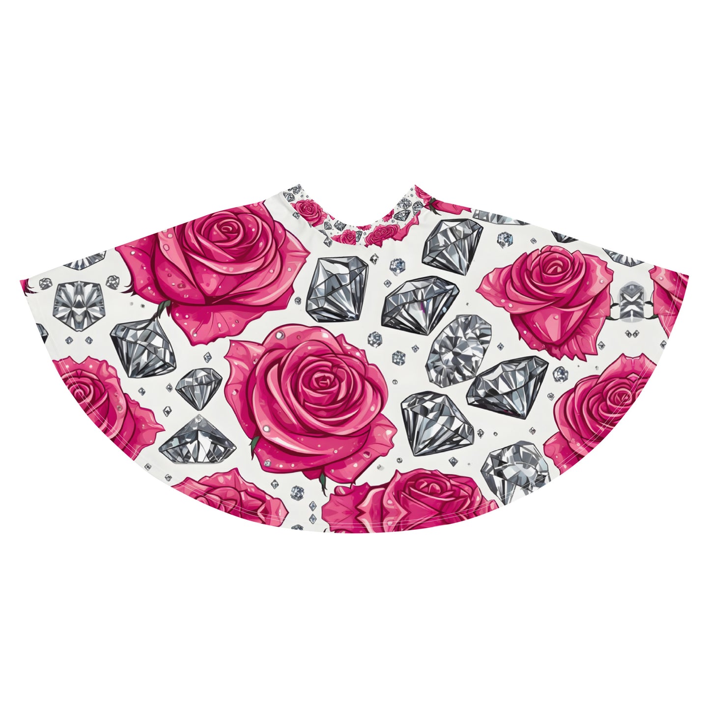 Roses and Diamonds on White Skirt