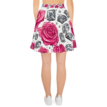 Roses and Diamonds on White Skirt