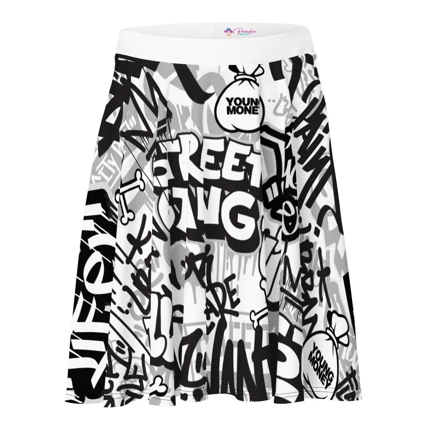 Black and White Graffiti Art Skirt