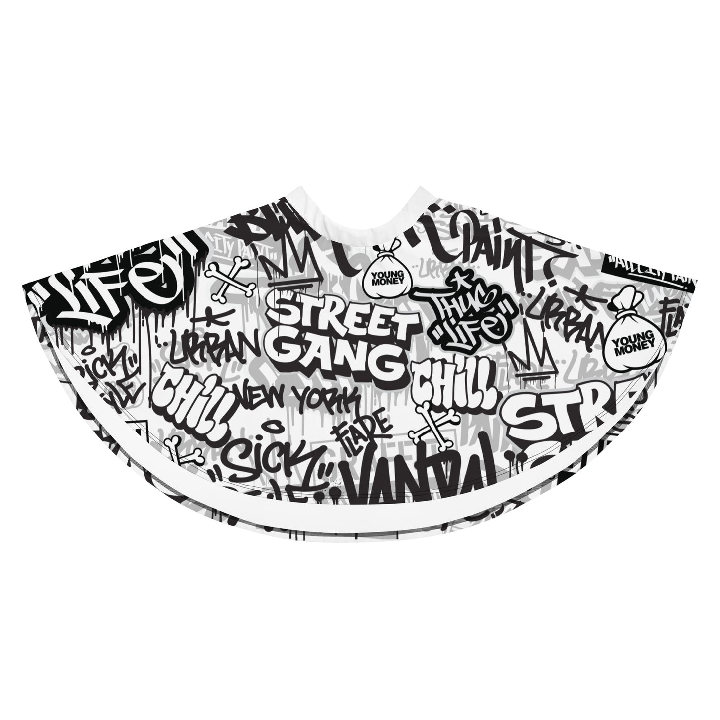 Black and White Graffiti Art Skirt